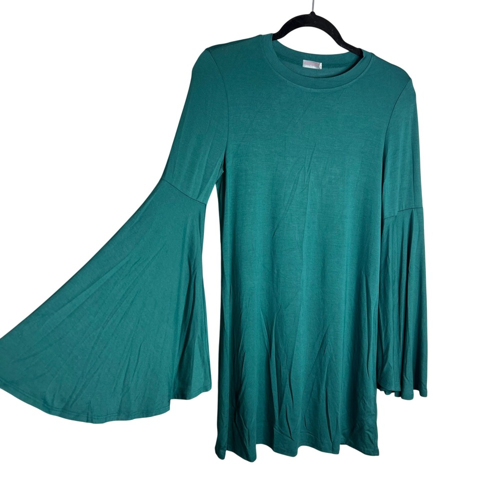 FP Movement Mini Dress Size S Teal Green Flare Sleeve Boho Retro Casual NEW